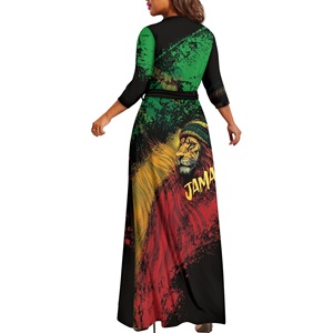 <strong>Top</strong> Fashion <strong>Jamaican</strong> Women's Summer Formal Dresses Short Sleeve Wrap V Neck Dresses Bridesmaid Wedding Guest Dress with Pockets - Product Image 2