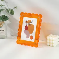 Cadre d'affichage ondulé en résine colorée avec support magnétique transparent pour photos instantanées, style occidental, pour Noël