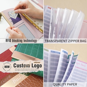 Vente en gros de cartable à anneaux en cuir PU pour budget, design <span class=keywords><strong>original</strong></span>, enveloppe pour monnaie, planificateur de journal - Product Image 5