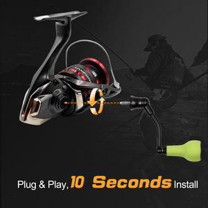 Empuñadura para Carrete de Pesca QY de 63 mm, Fibra de Carbono de 27 mm, TPE Verde Dorado, para Conversión de Carrete Giratorio Shimano Vanford - Product Image 2