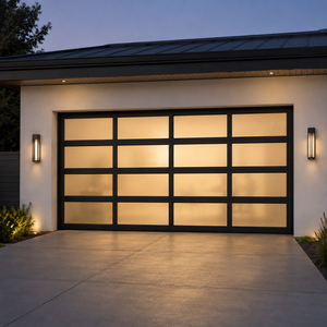 <span class=keywords><strong>Porte</strong></span> <span class=keywords><strong>de</strong></span> <span class=keywords><strong>garage</strong></span> <span class=keywords><strong>sectionnelle</strong></span> <span class=keywords><strong>motorisée</strong></span> en aluminium et verre <span class=keywords><strong>de</strong></span> luxe, vitrage trempé, couleur personnalisée pour villa résidentielle - Product Image 2