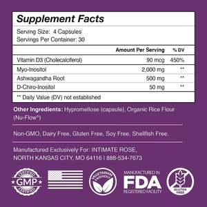 Myo-Inositol & D-Chiro Inositol 40:1 Blend Vitamine D3 <span class=keywords><strong>Ashwagandha</strong></span> Gezondheidsondersteuning Voor Vrouwen Inositol Capsule - Product Image 4