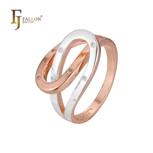 F93202489 FJ Fallon Fashion Jewelry anillos de moda chapados en oro rosa con base de latón de dos tonos