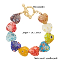 N & S 2025 New Female Ins Street Accessories Mixed Color Love Glass Bracelet Light Luxury Niche Design Retro Color Stainless Steel