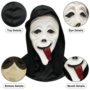 Máscara de Terror de Halloween con Diseño de Cara de Fantasma, Color Blanco, con Capucha Negra, Accesorio de Maquillaje para Fiestas - Product Image 2