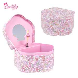 Caja <span class=keywords><strong>Musical</strong></span> Floral - Caja <span class=keywords><strong>Musical</strong></span> de Cartón Rosa <span class=keywords><strong>con</strong></span> <span class=keywords><strong>Bailarina</strong></span> Giratoria y Espejo, Regalo para Niñas - Product Image 1