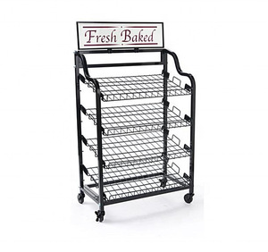 Tùy chỉnh miễn phí đứng Dây Kim Loại hiển thị đứng bánh kệ trưng bày với Giỏ dây cho siêu thị - Product Image 1