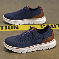 Vente chaude hommes respirant tricoté marche Sneaker amortissement anti-dérapant semelle orthopédique chaussures plates décontractées pour l'extérieur
