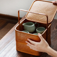 Panier tissé en bambou organisateur multifonction coloré pour nourriture thé fruits blanchisserie durable et emballage de boîte-cadeau de gâteau de lune