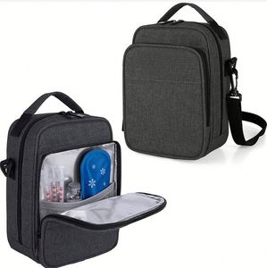 Sac de rangement isotherme médical en polyester avec fermeture éclair pour fournitures diabétiques et 15 compartiments, grand sac de voyage - Product Image 4