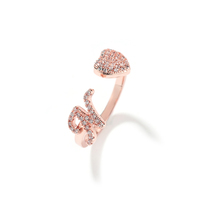 Bagues UWIN Réglables Lettres Cœur pour Femme, Alphabet Zircon de A à Z, 26 Initiales