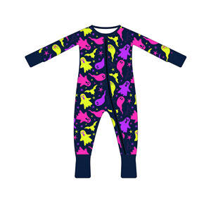 Mono de bebé retro negro con estampado de setas silvestres y bambú, manga larga, con cremallera completa, para recién nacido - Product Image 6