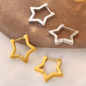 ต่างหูรูปดาวทองสแตนเลสแฟชั่นดีไซน์ทรงเรขาคณิตห้าแฉกเรียบง่ายอเนกประสงค์เครื่องประดับระดับไฮเอนด์ - Product Image 3
