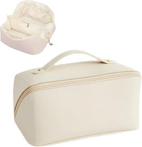 Trousse de toilette de voyage étanche avec logo personnalisé trousse de maquillage grande capacité en cuir PU - Product Image 1