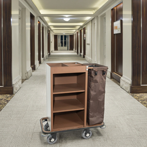 Carrito de <span class=keywords><strong>coche</strong></span> de servicio bilateral para Hotel, placa de acero gruesa, pintura para hornear y Material de plástico/metal para cubos de limpieza de restaurantes - Product Image 2