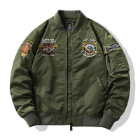 Blouson aviateur MA-1 pour homme, style motard, broderie épaisse, 100 % nylon, coupe-vent, décontracté, printemps-automne