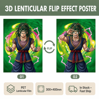 Peinture de dessin animé japonais 3D de haute qualité, image changeante de dessin animé animal de compagnie 30x40 cm, affiches de dessin animé 3D pour les décors de la maison