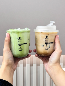 Tùy chỉnh in nhựa trong suốt cốc Soda cà phê bong bóng trà mềm uống cà phê cửa hàng với nắp takeout Pet nhựa U hình dạng cốc - Product Image 5