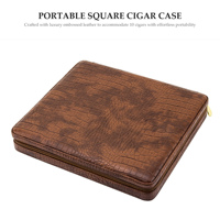 Étui à cigares portable de luxe en cuir, humidor en bois de cèdre espagnol, boîte à cigares carrée de voyage pour 10 cigares, accessoires