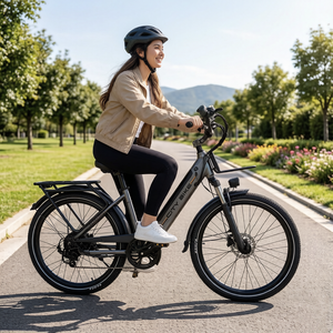 Vélo électrique urbain sportif pour trajets quotidiens, pneus V10 de 26 pouces, moteur brushless 250W, batterie lithium 36V10.4AH, frein à disque hydraulique - Product Image 5