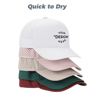Casquette de baseball personnalisée à 5 panneaux perforée au laser avec logo imprimé, séchage rapide, performance sportive, pour la vente en ligne, les chaînes de gymnases et de fitness