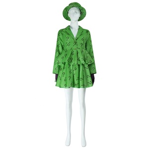Robe Courte de Cosplay Riddler pour <span class=keywords><strong>Femme</strong></span>, Tenue Originale de Villain de Gotham Edward Nygma pour Halloween, Vêtement de Jeu de Rôle, Meilleure Vente - Product Image 2