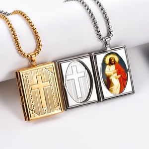Pendentif Médaillon Porte-Photo en Acier Inoxydable, Breloque pour Photos, Bijou, Cadeau de Fête, Couleur Argent/Or - Product Image 1