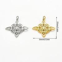 Collier classique en acier inoxydable avec pendentif nœud de sorcière, amulette celtique porte-bonheur irlandaise, bijoux vintage pour hommes et femmes