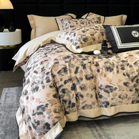 Haute vente luxueux fil coton quatre pièces ensemble rétro imprimé léopard housse de couette draps