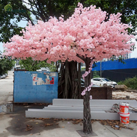 Pohon Lilin Lengkungan Bunga Hiasan Tengah Buatan, Pohon Melengkung Jepang 6 Kaki Pohon Sakura