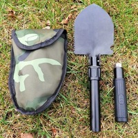 JAXY Pelle multifonction pliable quatre-en-un en acier à haute teneur en carbone pour le camping et la randonnée