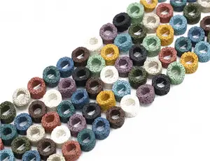 2024 Werkspreis Lava-Stein runder Donut mehrfarbig 20mm Lava-Donut lose Perlen für Armband DIY