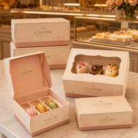 Caja para Postres con Ventana, Cartón de Grado Alimenticio, Empaque para Muffins y Postres, Suministro OEM ODM para Servicio de Postres en Cafeterías, Suministro Personalizado