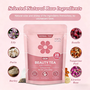ชาบำรุงผิว OEM 28 วัน สูตร 6 in 1 สมุนไพรรวม ลิลลี่ โรเซลล์ พอริยา สารต้านอนุมูลอิสระ ช่วยให้ผิวขาว ช่วยย่อยอาหาร ปราศจากคาเฟอีน บรรจุ 28 ซอง - Product Image 5