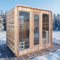 Sauna finlandais moderne pour 2 à 4 personnes, en cèdre rouge, de forme carrée, avec chauffage infrarouge électrique, panneau de commande informatisé, garantie d'un an