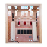 Sauna infrarouge lointain 4 personnes, luxe, portable, en bois, commande par ordinateur, 220-240V, avec chauffage infrarouge et ozone, en promotion