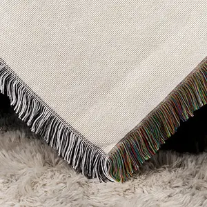 Low MOQ Cotton Polyester Sofa Blanket Personalized Custom Woven Tapestry Blanket With Tassel