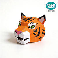 Masque d'animal en papier géométrique 3D, kit de bricolage personnalisé, puzzle en carton, masque de tête d'animal, jouet artistique pour enfants, fête d'Halloween