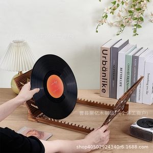Estante de madera para discos de vinilo, organizador de almacenamiento de 1 nivel para CD, álbumes y libros. - Product Image 1