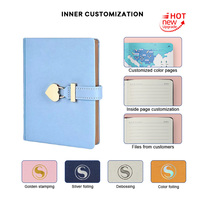 Carnet en cuir personnalisé avec bordure dorée, agenda, planificateur, cadeau promotionnel, journal intime pour les amoureux avec cadenas en forme de cœur