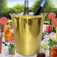 Cuve à boissons en acier inoxydable 5L: poignée portable, refroidisseur de bar pour bière/champagne de fête de mariage