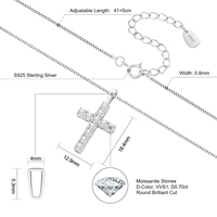 Collier Pendentif Croix en Moissanite VVS Plaqué Or Argent Sterling 925 pour Femme et Homme, Bijoux Catholiques, Cadeaux