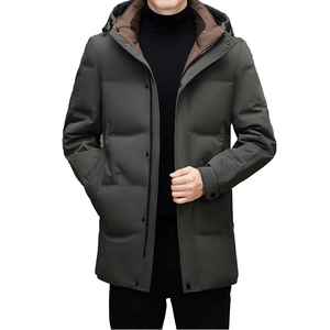 باركا رجالي طويل بطول الركبة سميكة ودافئة أسفل البط الراقية مقنعين الأعمال عارضة معطف إغلاق سحاب - Product Image 4