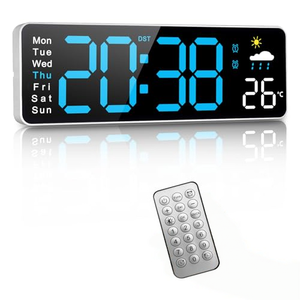 Large Green LED Wall <b>Clock</b> Remote Control Electrical Calendar Day Temperature Display Single Face Eclectic Needle <b>Alarm</b> <b>Clock</b> - Product Image 1