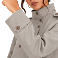 Veste coupe-vent vintage pour femme, col montant, gris lac, coupe ample, fermeture éclair sur le devant, manches évasées, automne, vêtement d'extérieur personnalisé