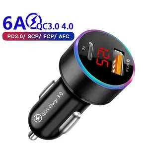 18W 2 יציאות 3A USB + סוג C מטען לרכב PD QC 3.0 מתאם טעינת טלפון