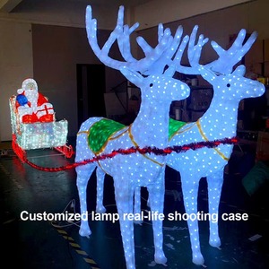 Éclairage décoratif 3D en forme de renne, cerf, élan, personnalisé, grand modèle, pour la décoration de Noël en rue, décoration commerciale, cadre métallique, motifs d'animaux, lumières - Product Image 3