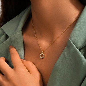CANNER Vente en gros Nouveaux bijoux Collier Ailes d'Ange Croix en Argent Sterling 925 Pendentif Croix Simple Cercle Fleur Zircon - Product Image 3