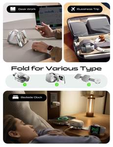 Station de charge sans fil pliable LISEN, support de charge magnétique en métal 3 en 1, station de charge sans fil portable pour iPhone, voyage - Product Image 5