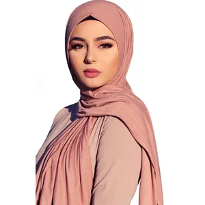 Factory Price High Quality Soft Elastic Plain Cotton Jersey Muslim Hijab Shawl Women Cotton Scarf 170*60CM